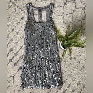 Y2K Silver Sequin Party Dress